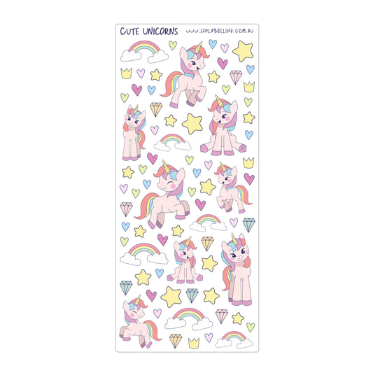 Cute Unicorns Sticker Sheet