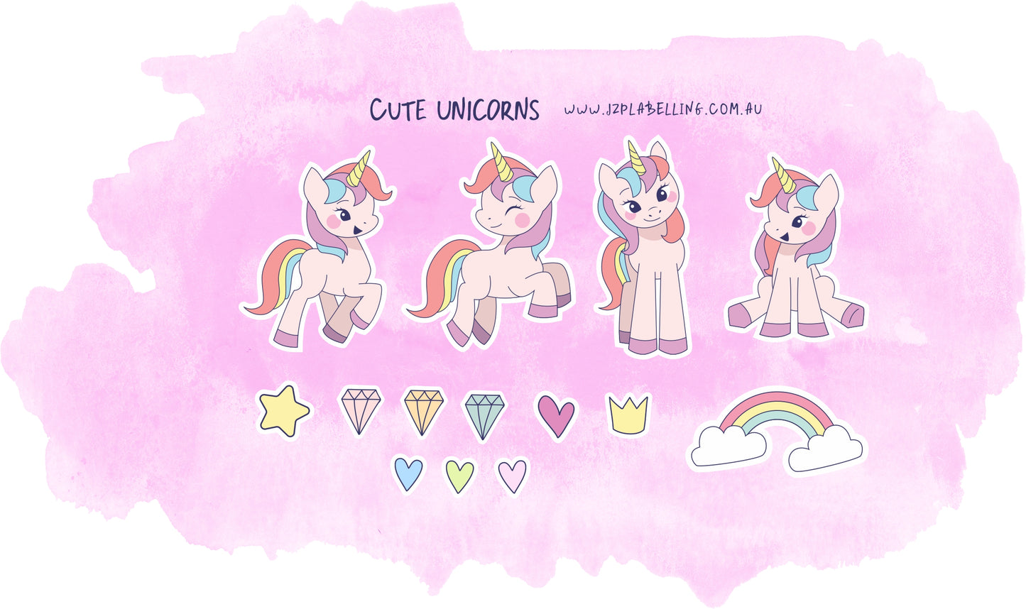 Cute Unicorns Sticker Sheet